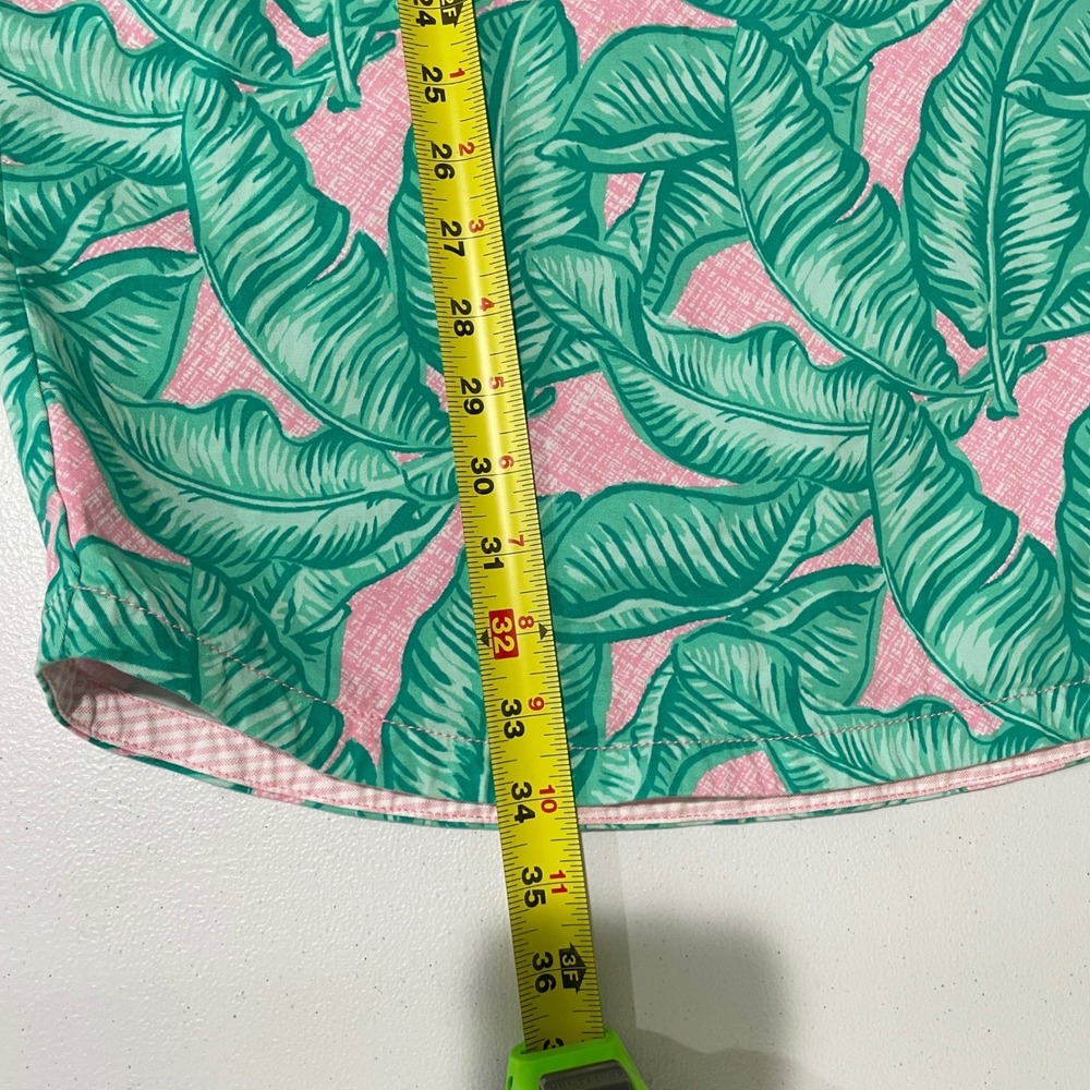 Vineyard Vines Pink Green Leaf Print Sleeveless Shirt Dress Sz 6 Preppy Vacation - Picture 5 of 8